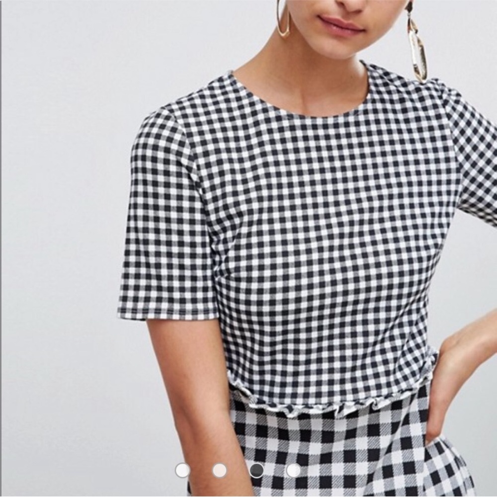 ASOS Size 22 Short Sleeve Black and White Gingham Maxi Dress - Picture 4 of 8
